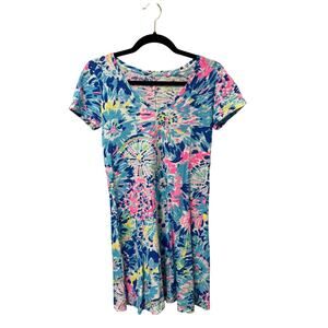 Lilly Pulitzer Short Sleeve V Neck Dive In T-Shirt Dress Womens X-Small